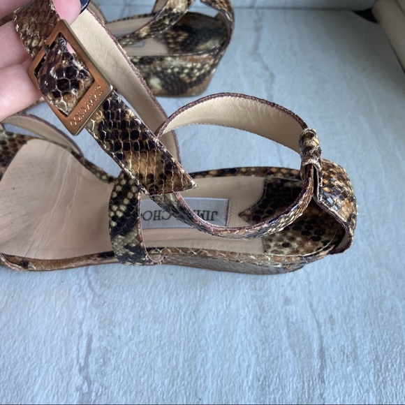 Jimmy Choo snake skin python sandal wedge size 39 (8.5) Authentic - Picture 4 of 11